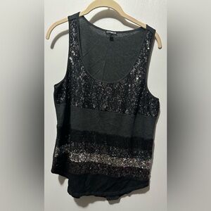 Express Black and Silver Sequin Tank Top